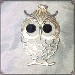 Silver Owl Necklace Statement Necklace Novelty Costume Jewelry